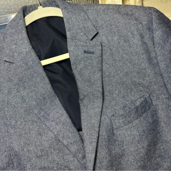 H&M Light Blue Blazer Jacket Size 42R Slim Fit Cotton Elbow Patch Sportcoat - Picture 10 of 11